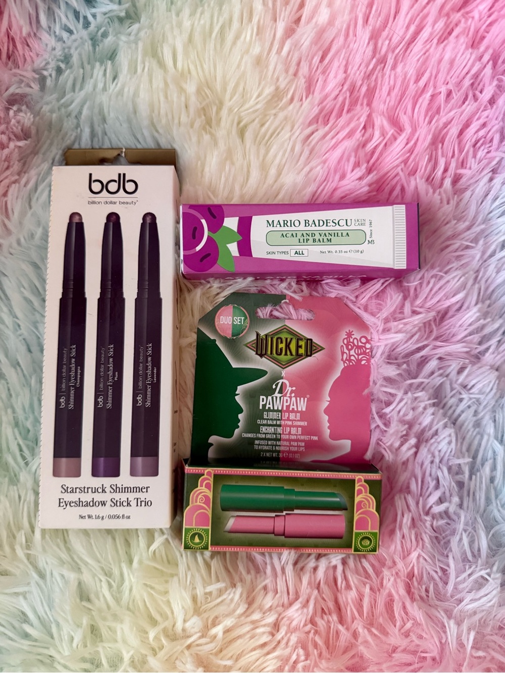 Starstruck Shimmer Eyeshadow Stick /Mario Badescu and Wicken lip balm